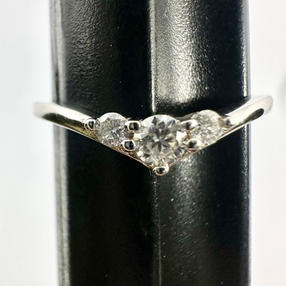 Moissanite Wedding Band Three Stone Anniversary Ring Guard Round GRA Certified - Picture 10 of 15